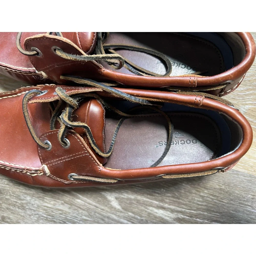 Dockers Mens Brown Leather Boat Shoes Classic Nautical Moc Toe Loafers